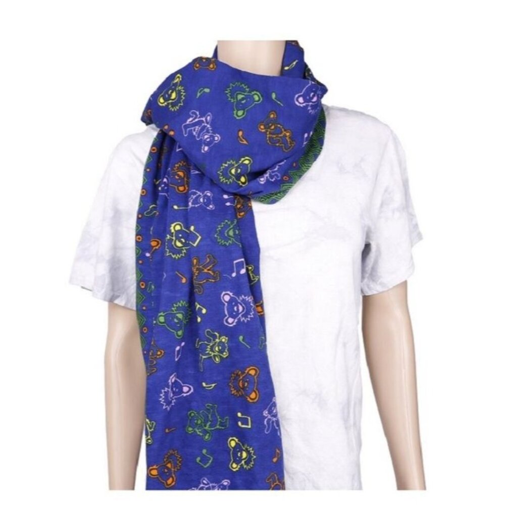 Grateful Dead New Blue Bear Long Scarf Neck Wrap Dancing Bears Music Fashion - Picture 2 of 5